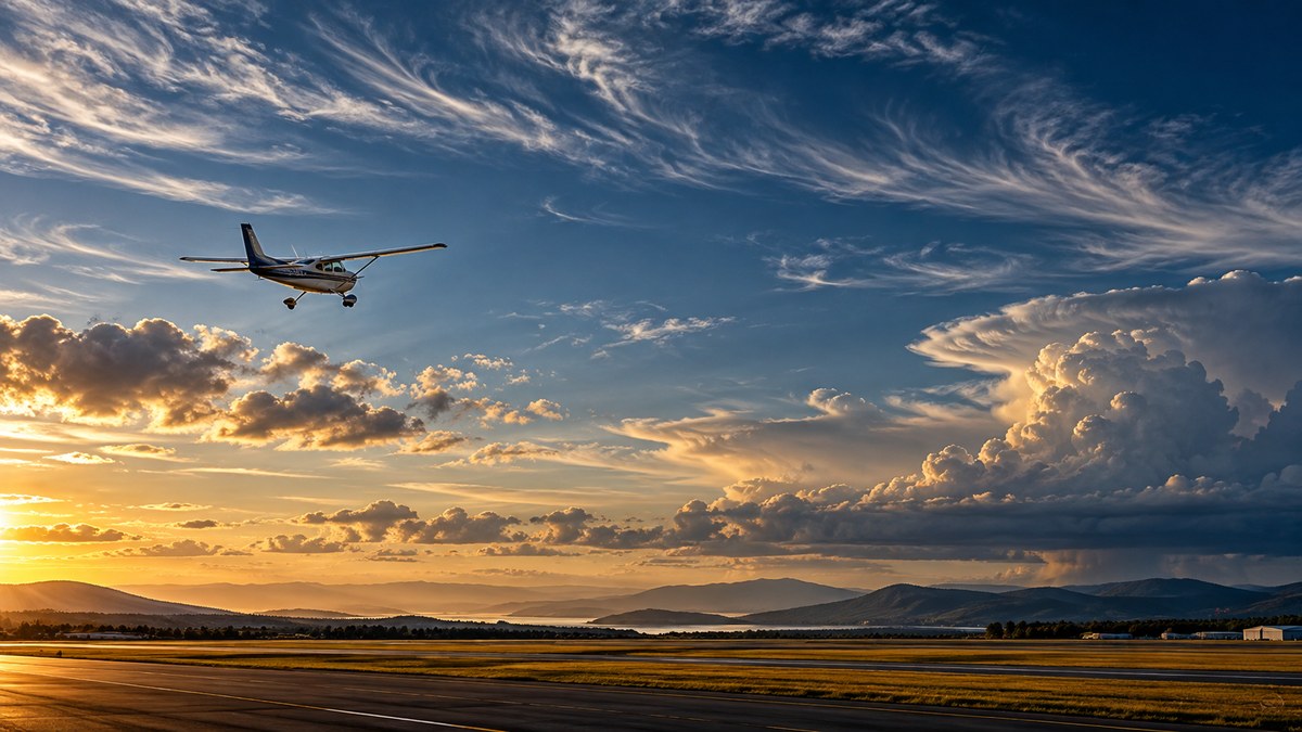 Aircraft flying through an aviation weather environment